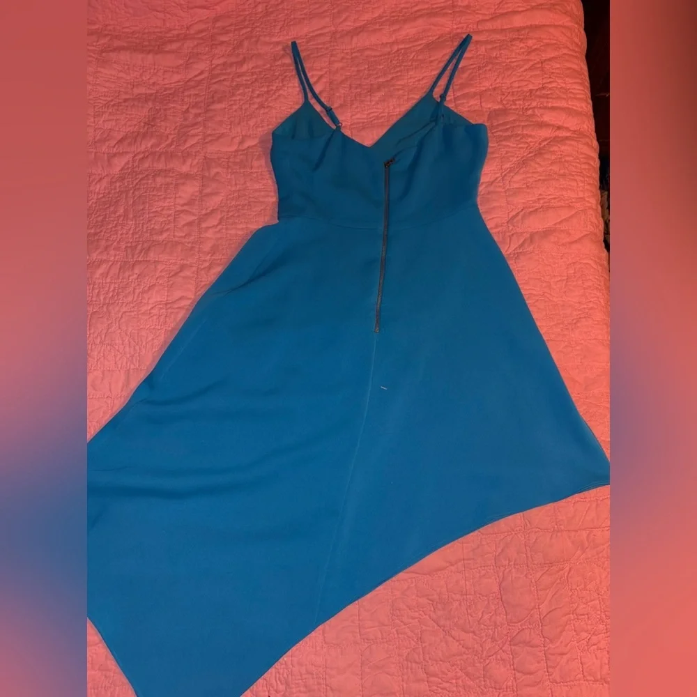 Alice + Olivia Beth Asymmetrical Blue Dress in Jewel Blue - Picture 9 of 9